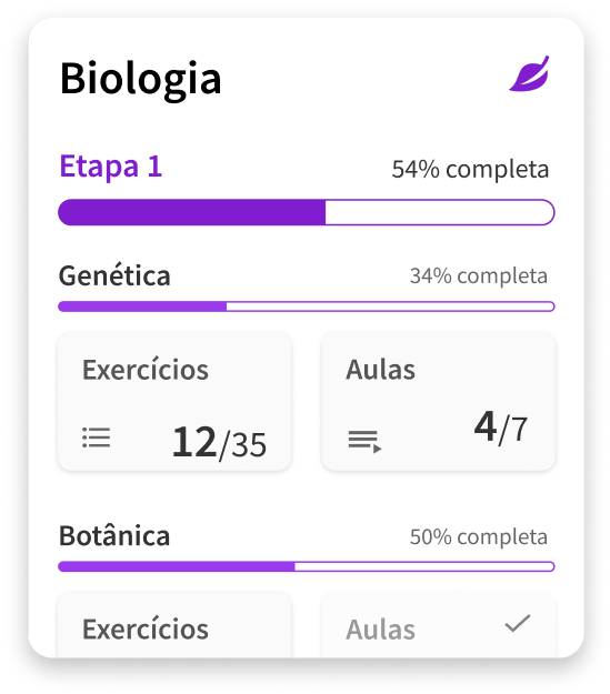 Captura de tela do plano de estudos